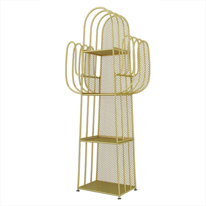 Modern Style Bookcase 4 Shelf Closed Back Metal Bookshelf for Home