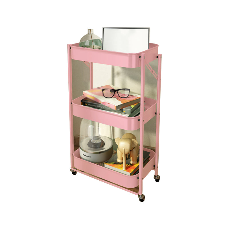 Contemporary Metal Etagere Bookshelf Stackable Open Bookcase with Caster Wheels
