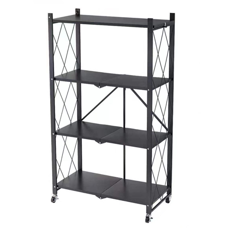 Contemporary Metal Etagere Bookshelf Stackable Open Bookcase with Caster Wheels