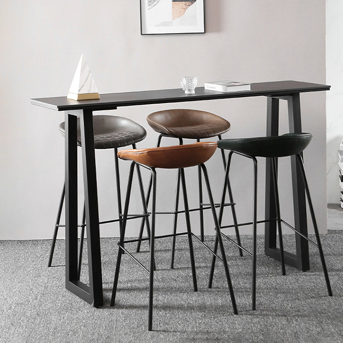 Industrial Style Leather Counter Stool Bucket Stools with Metal Base for Home