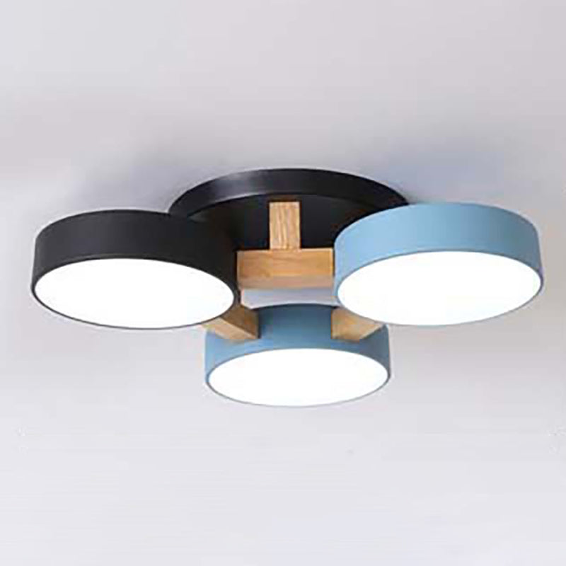 Nordic Round Ceiling Light Colorful Multi Light Flush Mount Light for Bedroom