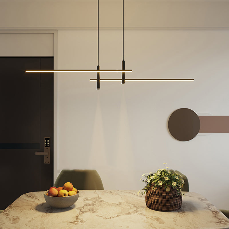 Contemporary Linear Shape Pendant Lighting Metal Island Pendant Lights