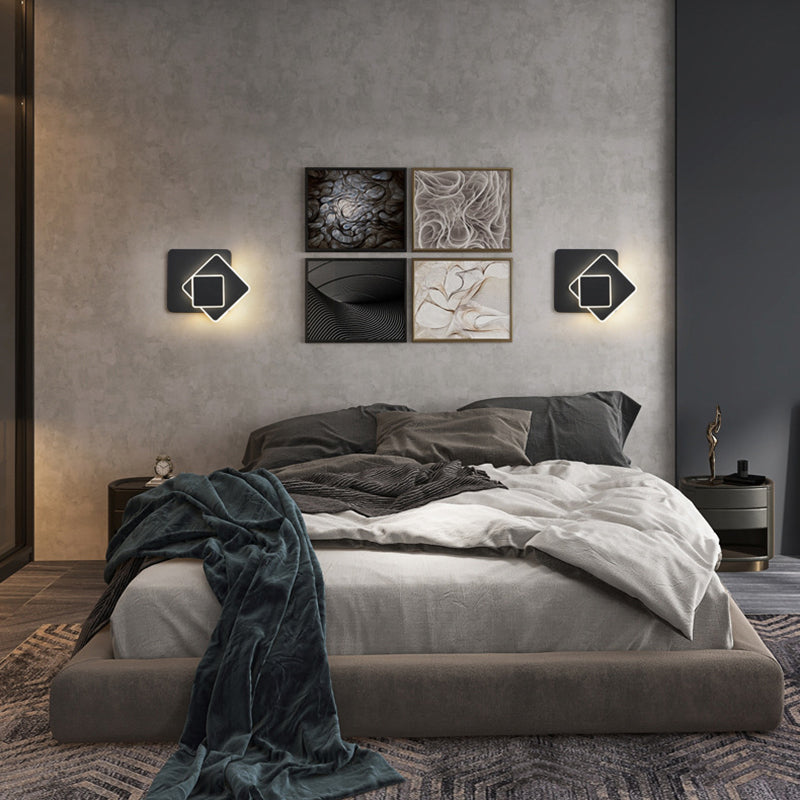 Nordic Style Metal Wall Light Geometric Rotatable LED Wall Sconce for Bedroom