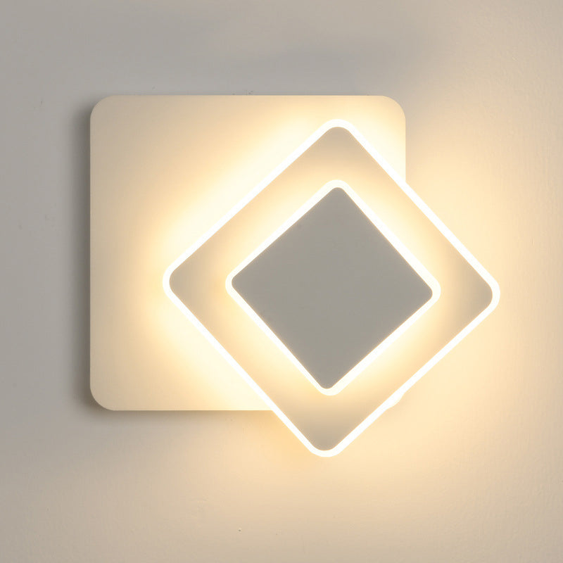 Nordic Style Metal Wall Light Geometric Rotatable LED Wall Sconce for Bedroom