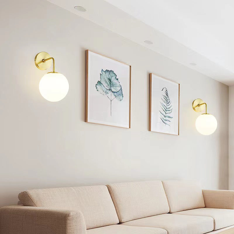 Modern Minimalist Wall Mounted Lamp Glass Wall Lamp in Brass for Living Room