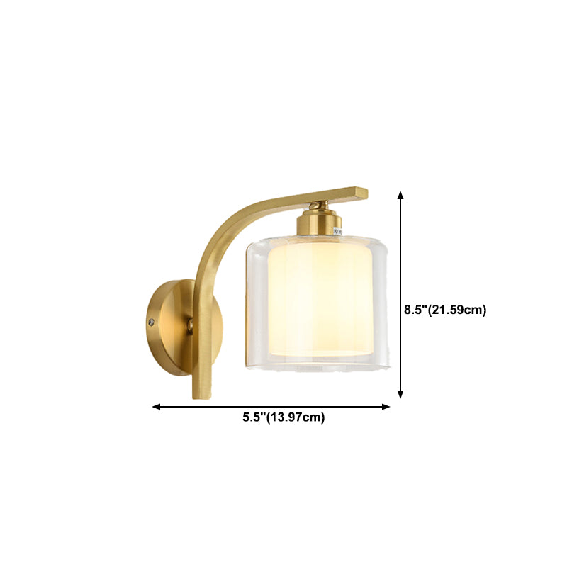 Modern Minimalist Wall Mounted Lamp Glass Wall Lamp in Brass for Living Room