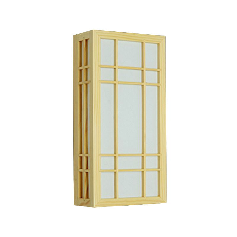 Wooden Wall Mount Light Modern Wall Sconce Lamp with Plastic Shade for Living Room