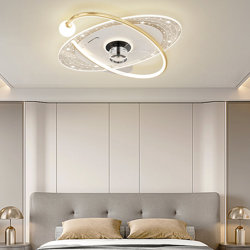 Multi Light Ceiling Fan Lighting Modern Style Metal Ceiling Fan Light for Living Room