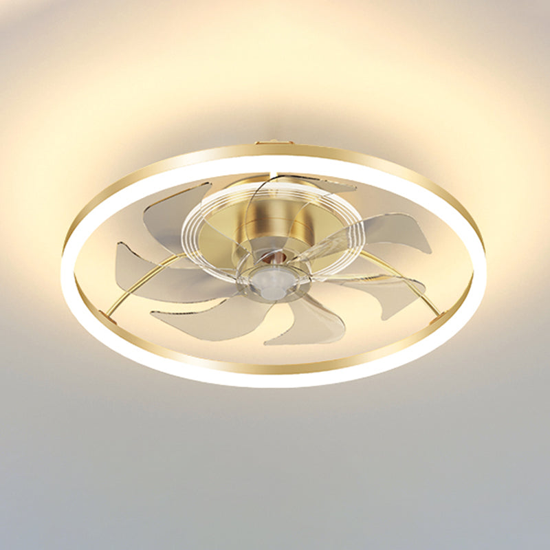 Modern Style Ceiling Fan Lamp Metal Ceiling Fan Lighting in Golden for Bedroom