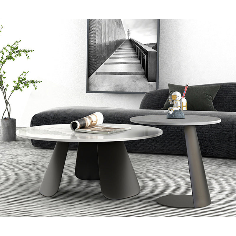 3 Legs Base Cocktail Table Rock Top Metal Base Rectangle Coffee Table