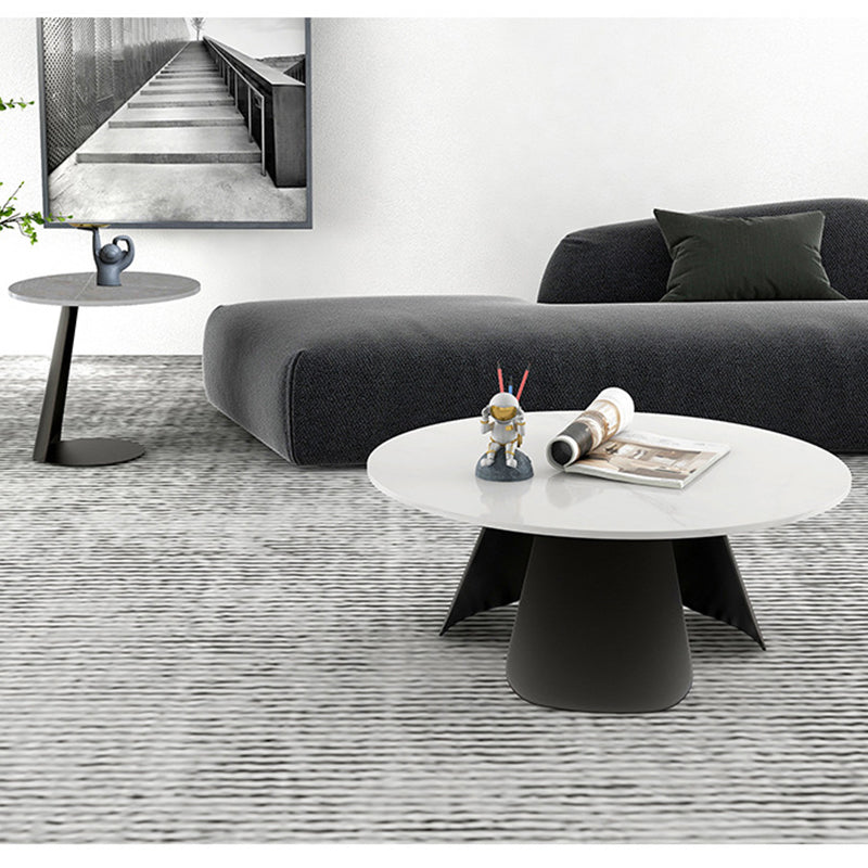 3 Legs Base Cocktail Table Rock Top Metal Base Rectangle Coffee Table