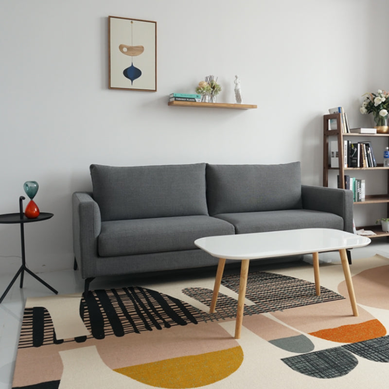 Living Room Contemporary Cushions Square Arm Linen Chesterfield Sofa