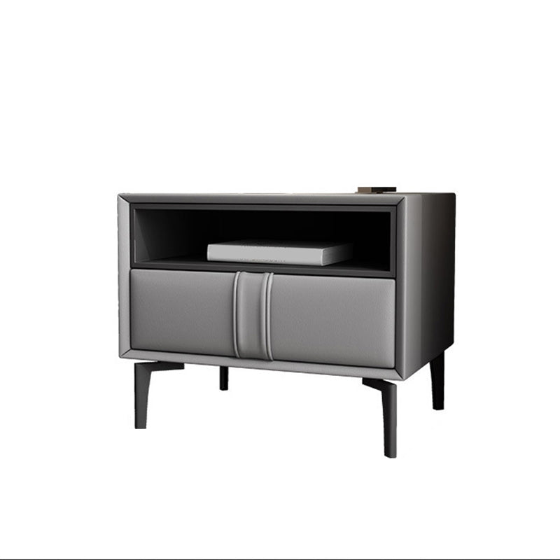 Modern Faux Leather 1/2 - Drawer Nightstand 18.5" Tall Nightstand
