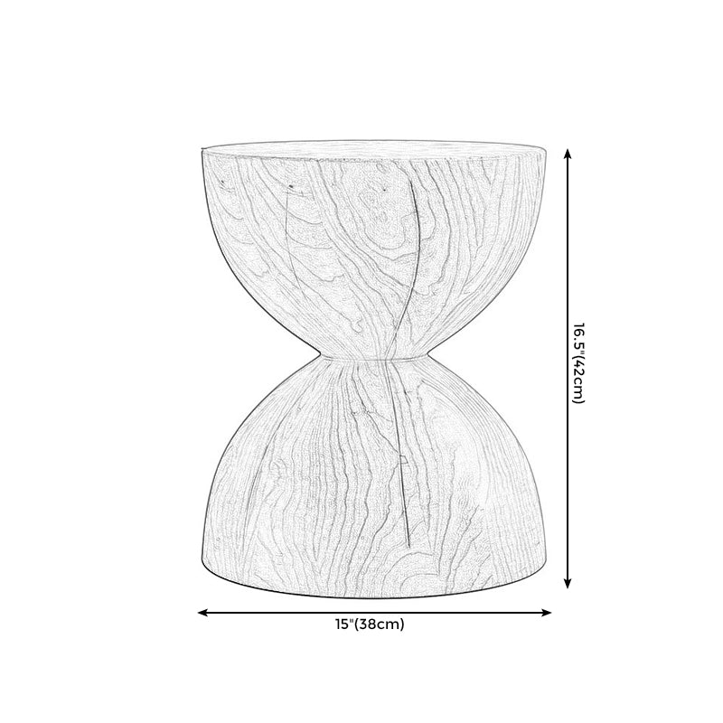Square Block Base Design Cocktail Table Solid Wood Round Coffee Table