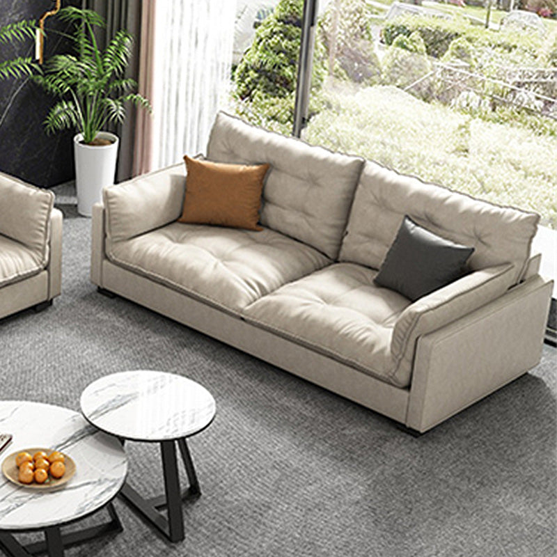 Stationary Contemporary Faux Leather Square Arm Living Room Sofa
