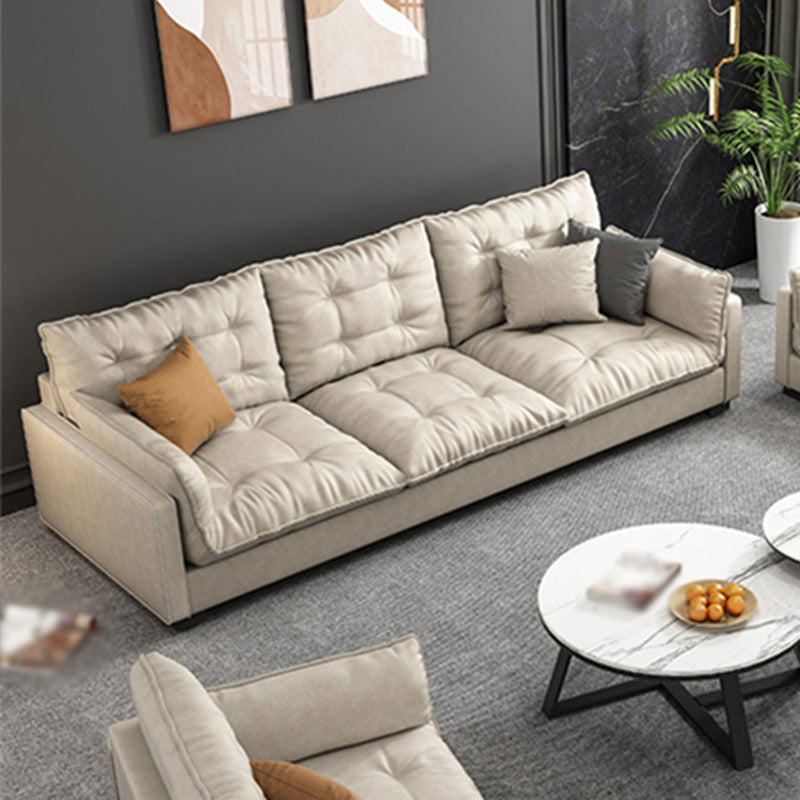 Stationary Contemporary Faux Leather Square Arm Living Room Sofa