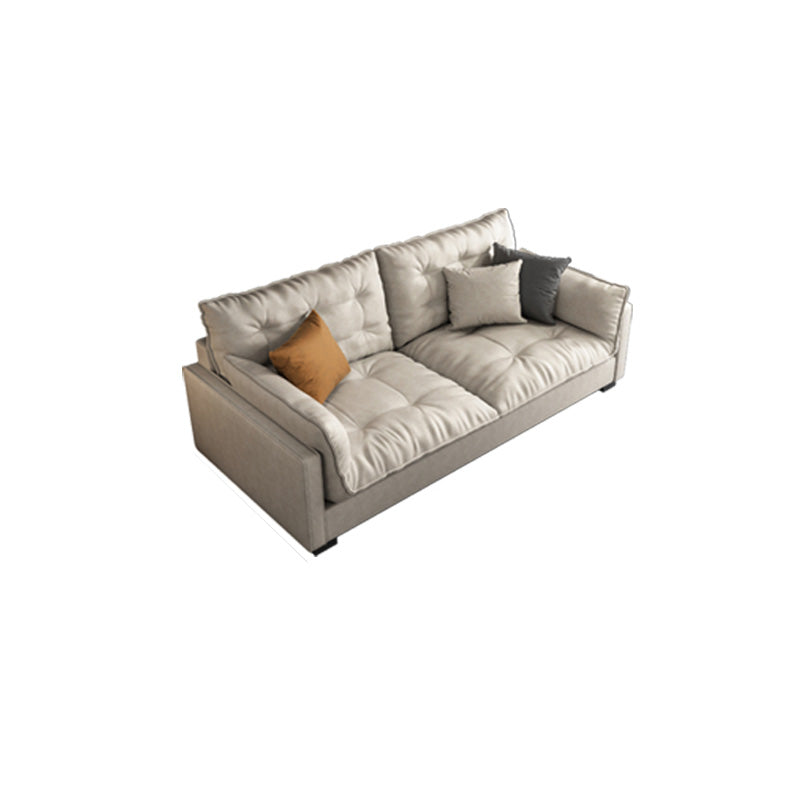 Stationary Contemporary Faux Leather Square Arm Living Room Sofa