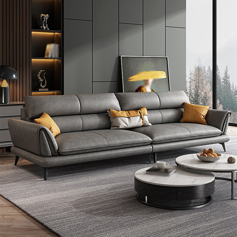 Slipcovered Stationary Stain Resistant Storage Square Arm Gray Sofa