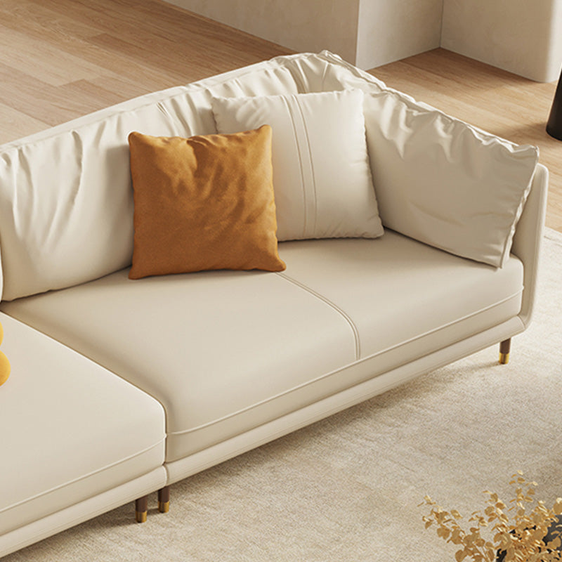 Stationary Genuine Leather Living Room Pillow Top Arm Modern Settee