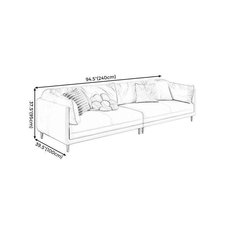 Stationary Genuine Leather Living Room Pillow Top Arm Modern Settee