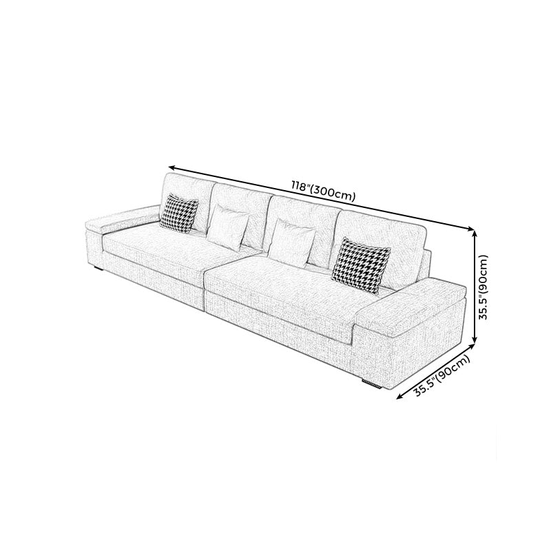 Stationary with Storage Slipcovered Square Arm Gray Cushions Sofa