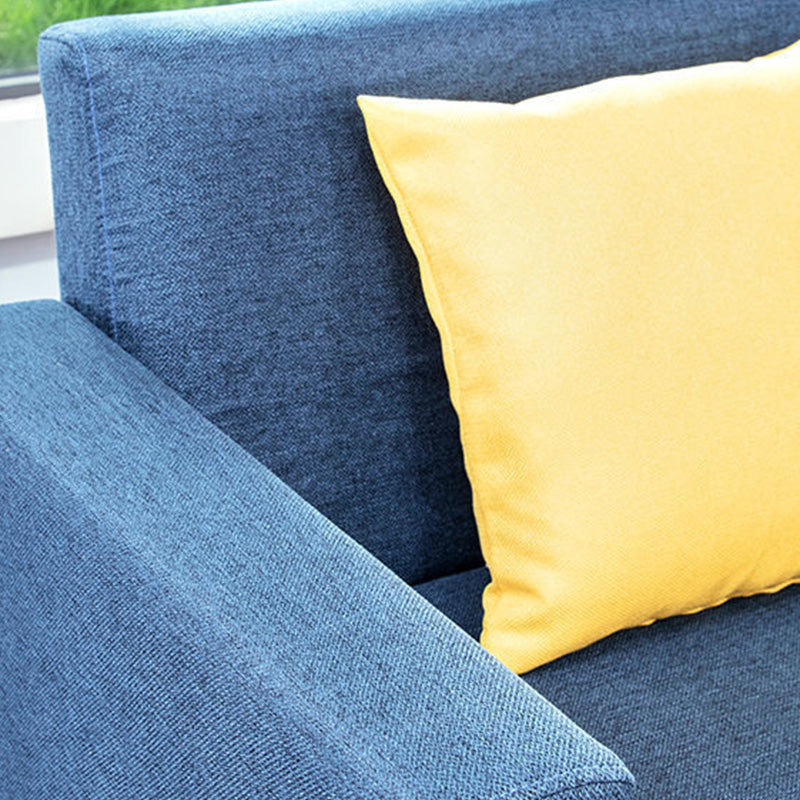 Cotton Blend Loose Back Square Arm Slipcovered Convertible Sofa Bed for Apartment