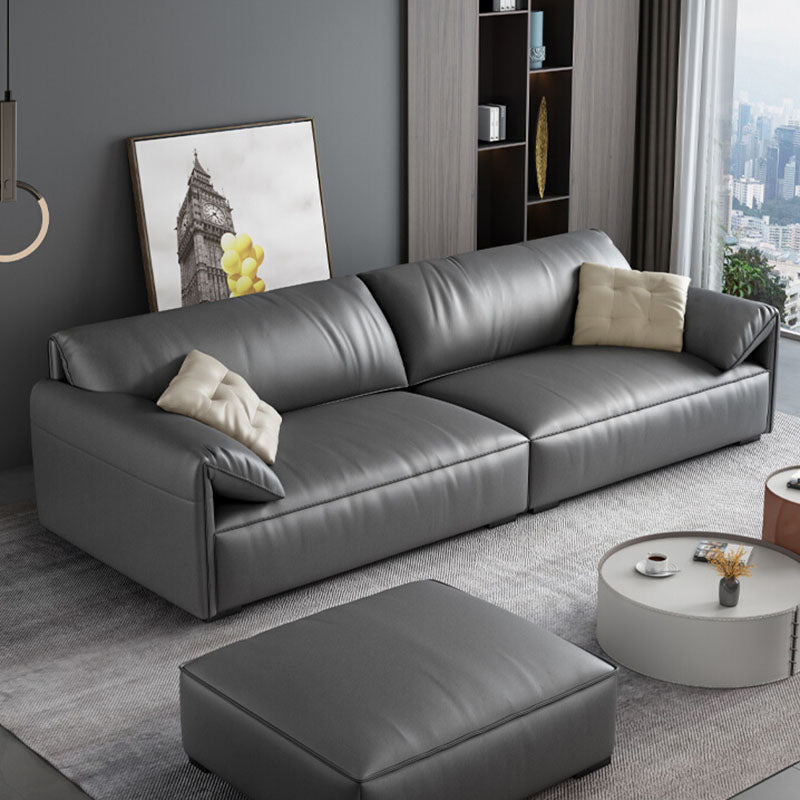 Stain Resistant Stationary Living Room Pillow Top Arm Standard Gray Sofa