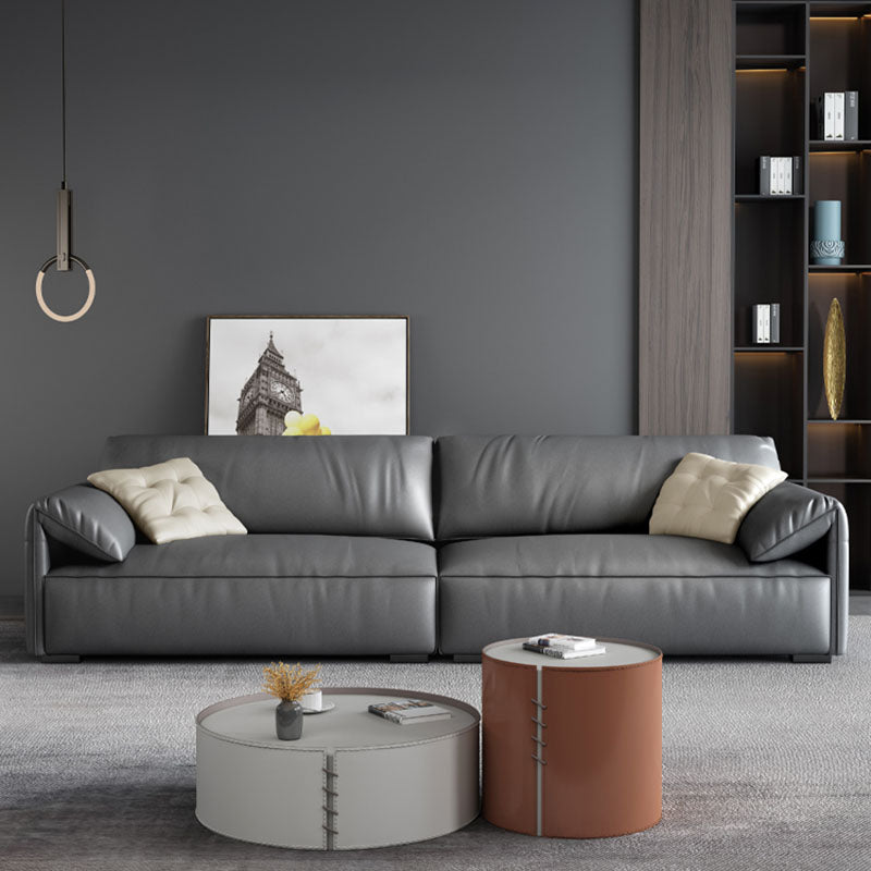 Stain Resistant Stationary Living Room Pillow Top Arm Standard Gray Sofa