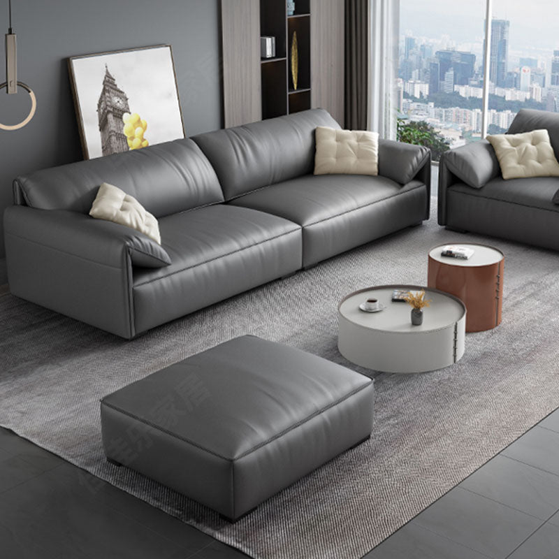 Stain Resistant Stationary Living Room Pillow Top Arm Standard Gray Sofa
