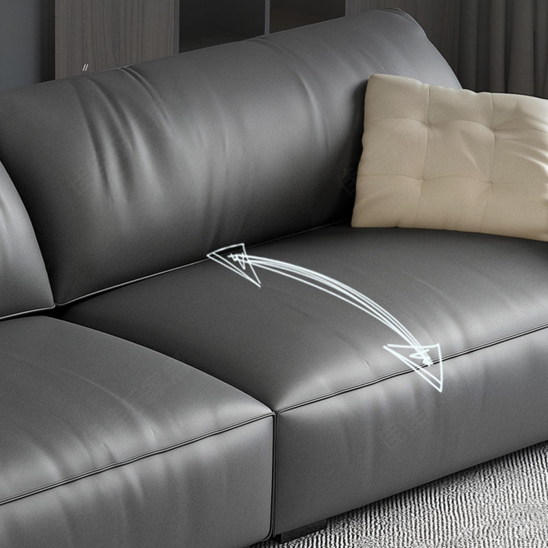 Stain Resistant Stationary Living Room Pillow Top Arm Standard Gray Sofa
