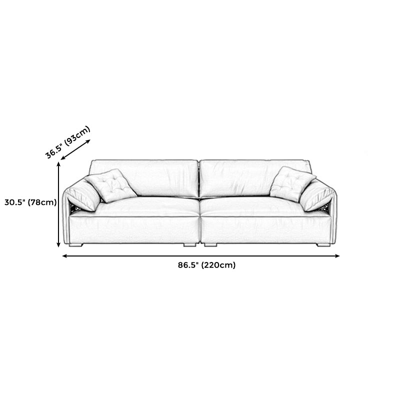 Stain Resistant Stationary Living Room Pillow Top Arm Standard Gray Sofa