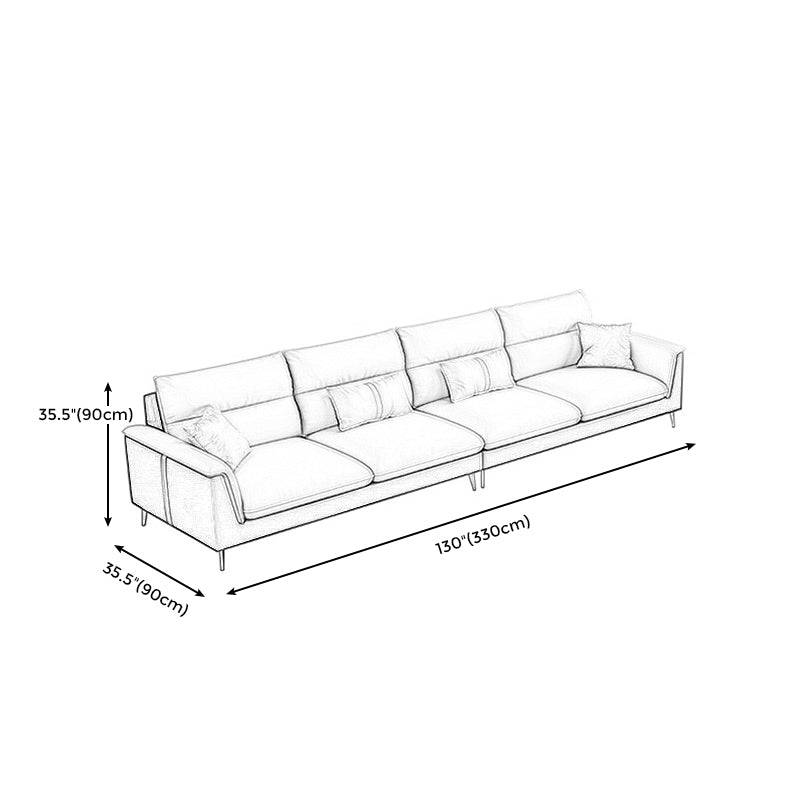 Recessed Arm Cushion Back Stain-Resistant Sofa Faux Leather Living Room Sofa