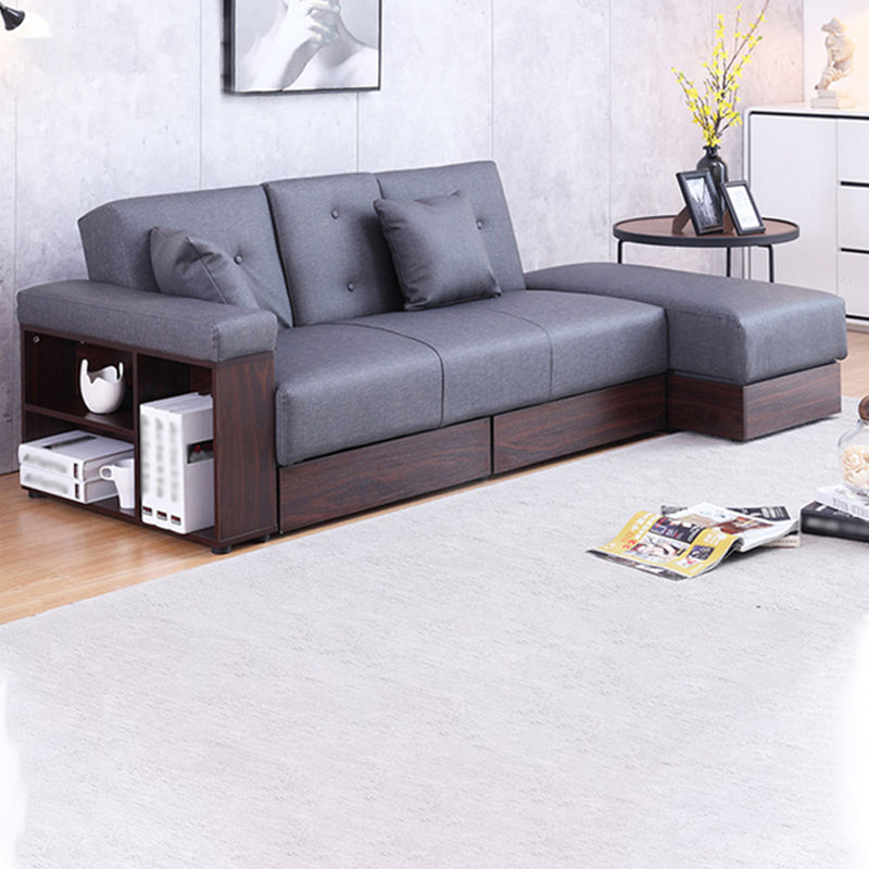 Farmhouse 82.68"L 3-Seat Tight Back Sectional One Arm Sofa Bed with Storage