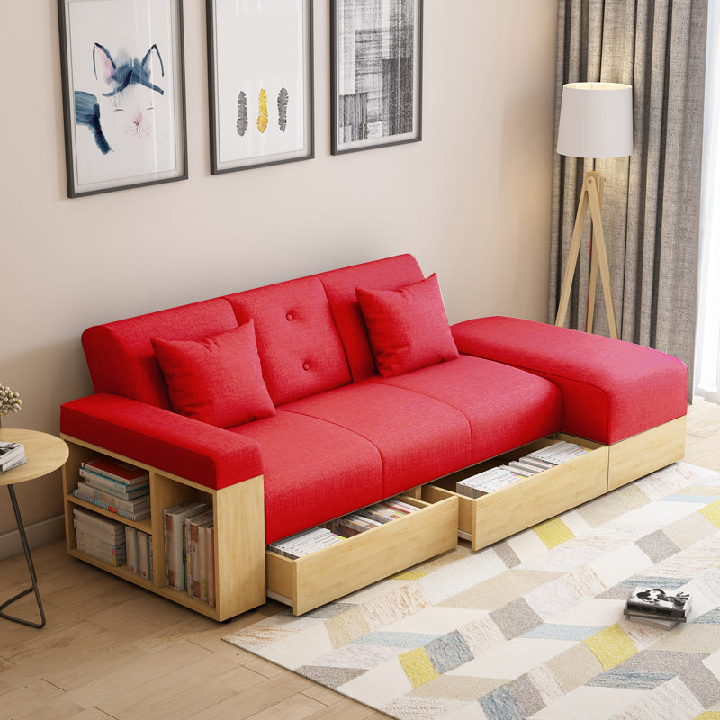 Farmhouse 82.68"L 3-Seat Tight Back Sectional One Arm Sofa Bed with Storage