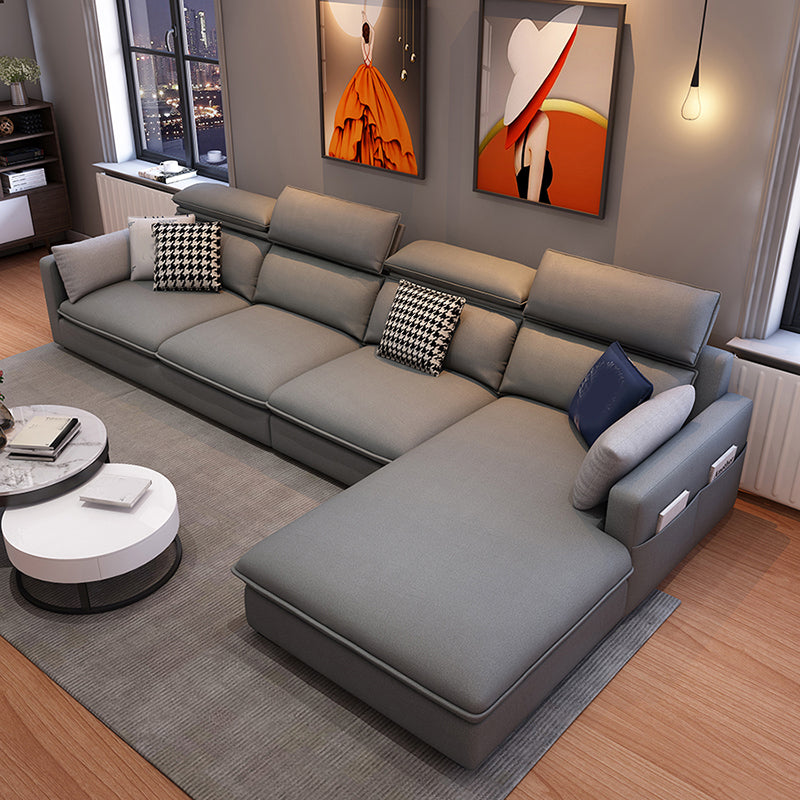 L-Shape High Back Faux leather Square Arm Sectional with Stain-Resistant and Storage