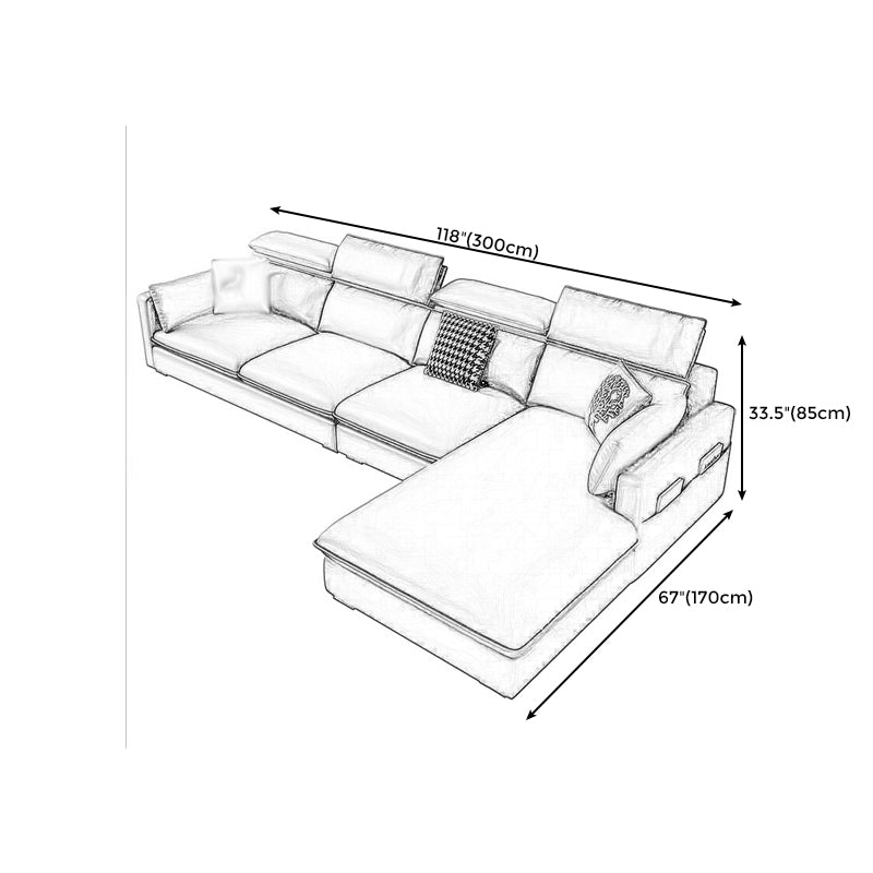 L-Shape High Back Faux leather Square Arm Sectional with Stain-Resistant and Storage