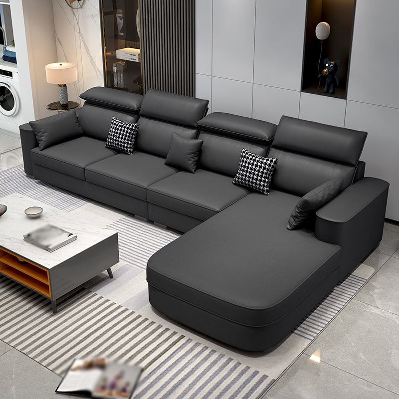 L-Shape High Back Faux leather Square Arm Sectional with Stain-Resistant and Waterproof