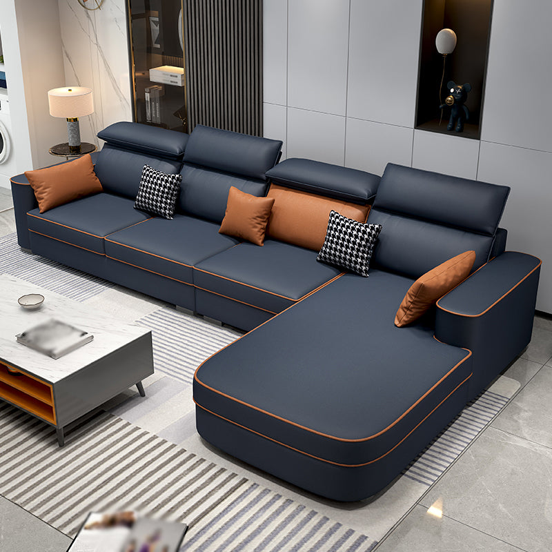 L-Shape High Back Faux leather Square Arm Sectional with Stain-Resistant and Waterproof