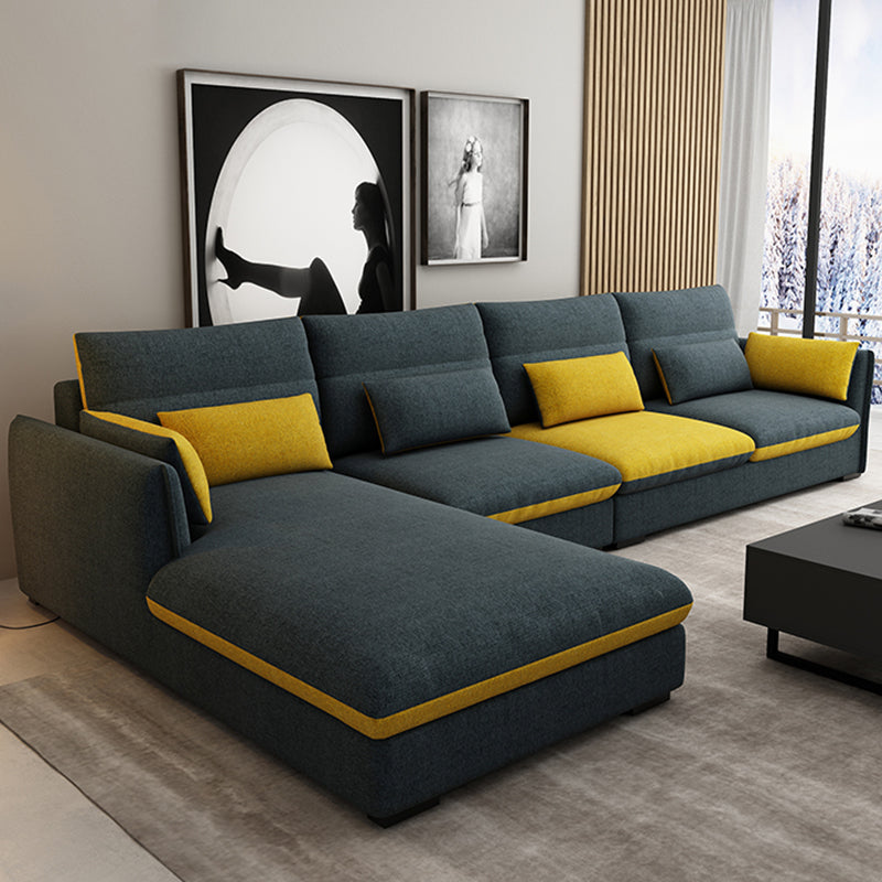 L-Shape 4-Seater Pillow Top Arm Removable Cushions Sectionals Sofas
