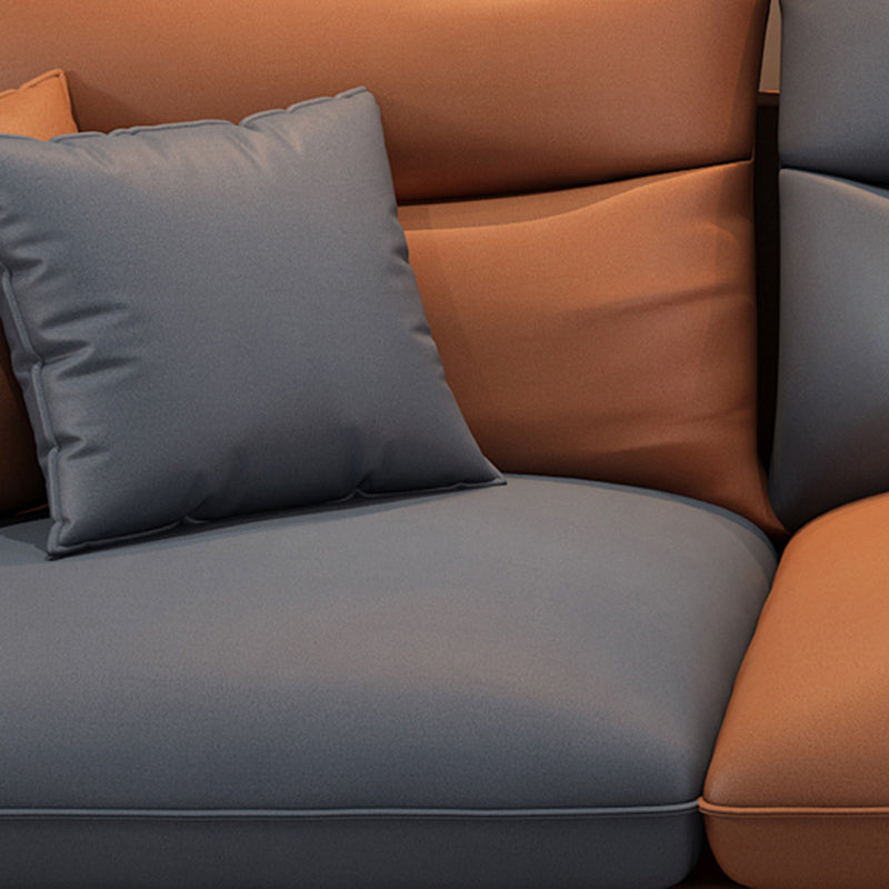 Faux Leather High Back Pillow Top Arm Sectional with Storage and Stain-Resistant