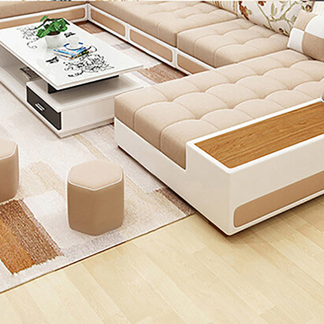 Tuxedo Arm Sofa and Chaise Slipcovered Fabric Settee with Storage