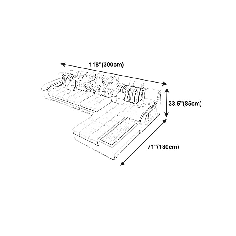 Tuxedo Arm Sofa and Chaise Slipcovered Fabric Settee with Storage