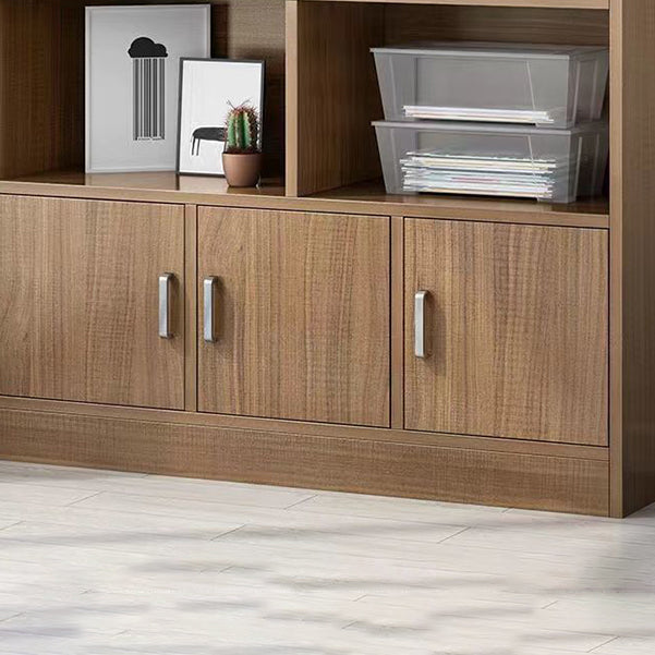 Modern Style Bookshelf Closed Back Wood Bookcase with Doors for Home Office