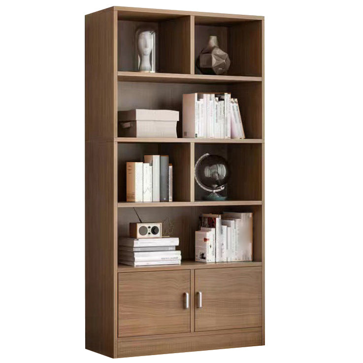 Modern Style Bookshelf Closed Back Wood Bookcase with Doors for Home Office