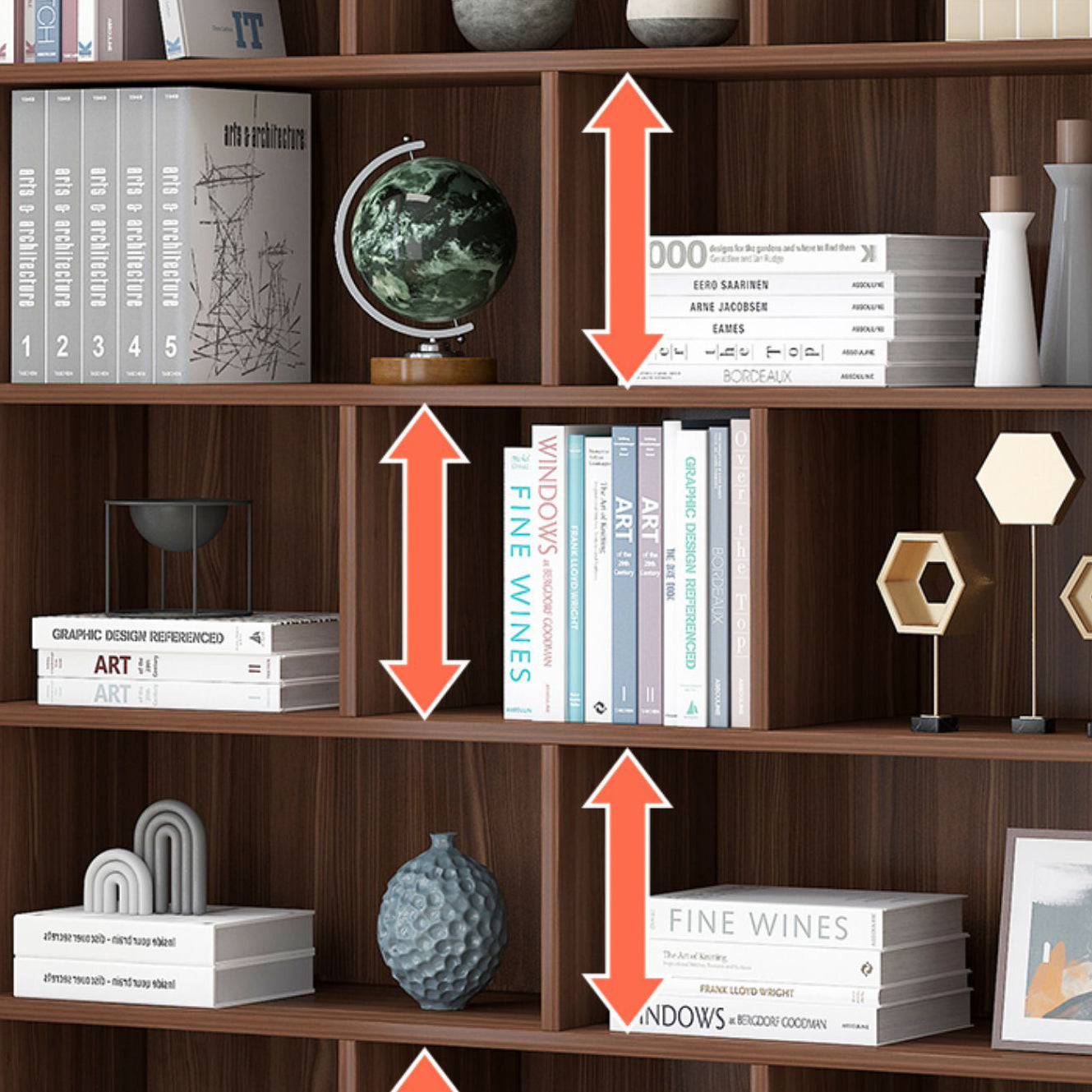 Modern Style Bookshelf Engineer Wood Closed Back Bookcase for Home Office