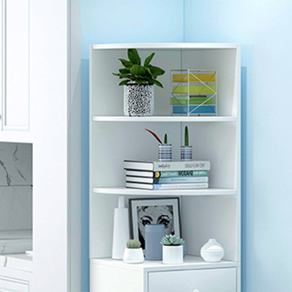 Corner Shelf Bookcase White Bookshelf with Doors for Home Office