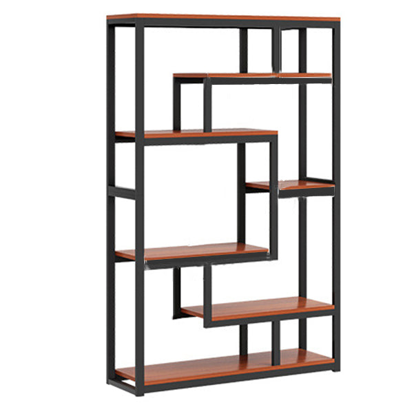Geometric Book Shelf Wooden and Metal Bookcase for Home Office