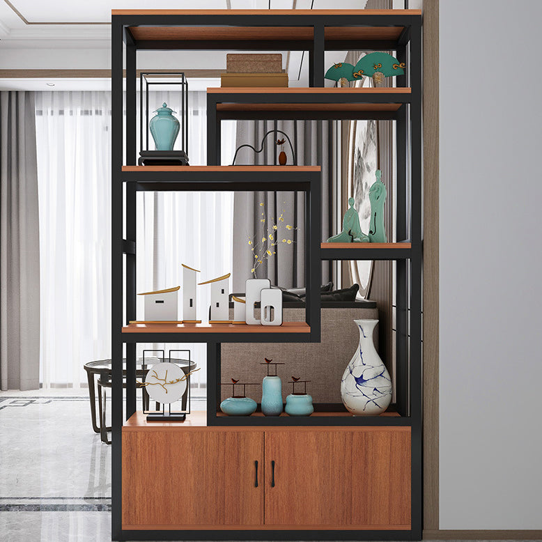 Modern Bookshelf with Doors Geometric Shelf Bookcase for Office