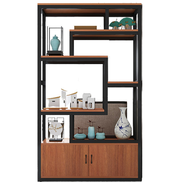 Modern Bookshelf with Doors Geometric Shelf Bookcase for Office
