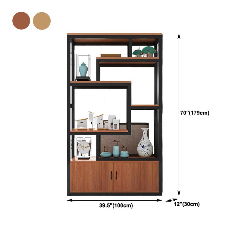 Modern Bookshelf with Doors Geometric Shelf Bookcase for Office
